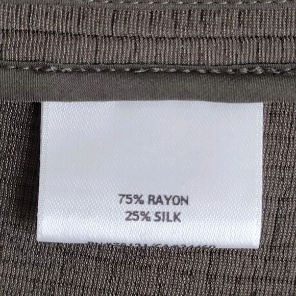 Eileen Fisher Silk Sponge Jacket Size Medium Brown Olive Green Collarless Blazer - Picture 6 of 11